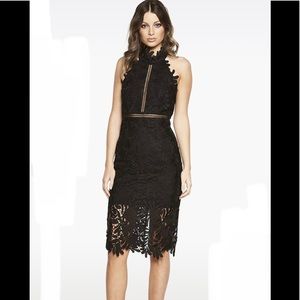 New Bardot Kara Lace Halter Dress Black 6